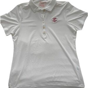 Peter Millar Short Sleeve Polo Womens L White Performance Cypress Point Logo
